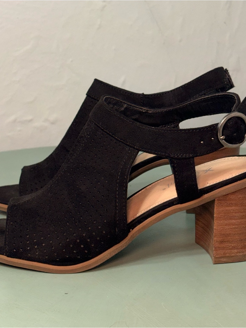Xappeal Black Slingback Sandals Open Toe Ankle Strap Buckle Synthetic US 6